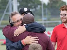 Post game hugging - Cards v Stallions