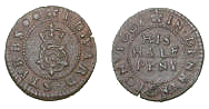 Dennington 1668 half penny token