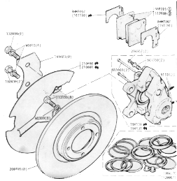 Exploded view front brakes