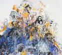 Wall of Water Blue and Gold 2 ~ Maggi Hambling