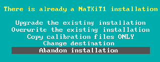The Install 'Upgrade' screen 