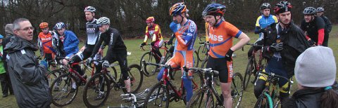 Riders line up for the start