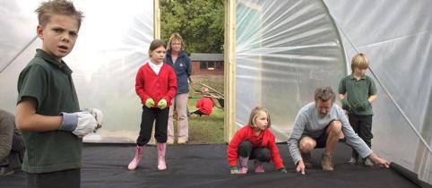 In the new poly tunnel at Coldfair Green School