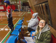 Penalty box at Suffolk Roller Derby scrimmage